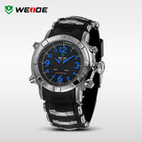 WEIDE Clock Water Resistant For Man Brand Luxury Round Shape Black Silicone Band Digital Japan Quartz Movements Alarm LED Watch
