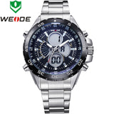 WEIDE Men's Military Sports Watches Luxury Brand Men Quartz Full Steel Diver Watch Analog Digital LCD Display