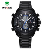 WEIDE Mens Watches Top Brand Luxury Fashion Quartz Analog Digital LCD Display Stainless Steel Multifunction Dive Casual Watch