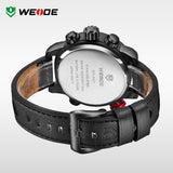 WEIDE Origina Bestselling Sports Watches Men Genuine Leather Strap Wristwatches With Logo Waterproof Red Watch For Men Dress