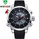 WEIDE Sports Multifunctional Watches Men Original Japan Quartz LCD Digital Movement Dual Time Zones Display High Quality PU Band