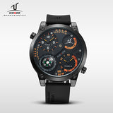 WEIDE Universe Military Watch With Compass Two Time Zone Analog Display 30 Meters Waterproof Silicone Strap New Products For Men