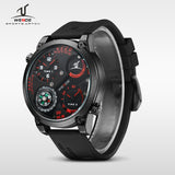 WEIDE Universe Military Watch With Compass Two Time Zone Analog Display 30 Meters Waterproof Silicone Strap New Products For Men