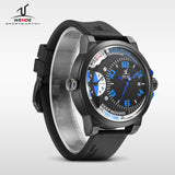 WEIDE Universe Series Mens Sports Wristwatches Quartz Clock Movement Silicone Band 30 Meters Waterproof Dual Time Zone relogios