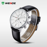 WEIDE Watches Men Luxury Brand Complete Calendar Military Quartz Sports Watch Leather Strap Watch Waterproofed Diver Wristwatch