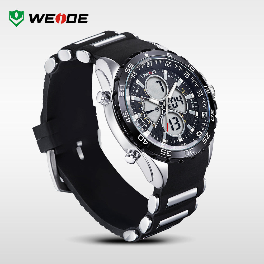 WEIDE Watches Men Quartz Full Steel Army Diver Men's Military Sports Watch Silicone Strap Luxury Brand LCD Back Light Wristwatch