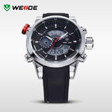 WEIDE Watches Men's Military Quartz Army Diver Watch Luxury Brand Relogio PU Strap Watches for Men 3ATM Waterproof