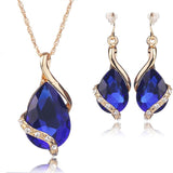 Wedding Bridal Dress Accessories Jewelry Sets For Women Water Drop Crystal Necklace Earrings Set Gold Plated Holiday Party