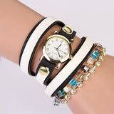 Hot Sale Summer Fashion Latest Popular Hawaiian Style Sparkling Rhinestone Leather Chain Quartz Watches Women Wristwatch