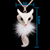 White Fox Necklace Girl collare Long Sweater Chain Zinc Alloy Women Necklace Pendant