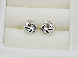 White Gold Plated Classic Design Twist Love Knot Post Stud Earrings 