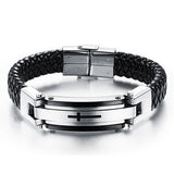 New fashion fine jewelry men cross leather stainless steel bracelets vintage bangle male accessories gifts