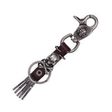 Cool Skull Fashion Rock Leather Key Chain Keychains Lobster Clasp Genuine Leather Keychains Black Brown