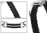 Wide Weave Chain Bracelet Men Jewelry 19.5cm 304 Stainless Steel Men Leather Bracelet