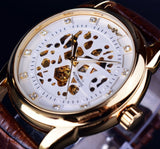 Winner Royal Diamond Design Black Gold Watch Montre Homme Mens Watches Top Brand Luxury Relogio Male Skeleton Mechanical Watch