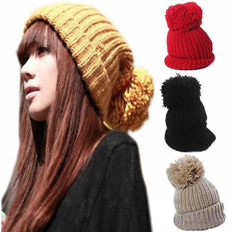 Spring Beret female beanie women hats Skull Chunky Baggy Knitting Cap Warm Beanies Crochet Ski Hat skullies Christmas gift