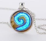 WoW World of Warcraft Hearthstone Glass Round Pendant Charm Necklace Jewelry Chain Blue PendantS men Jewelry women gift 