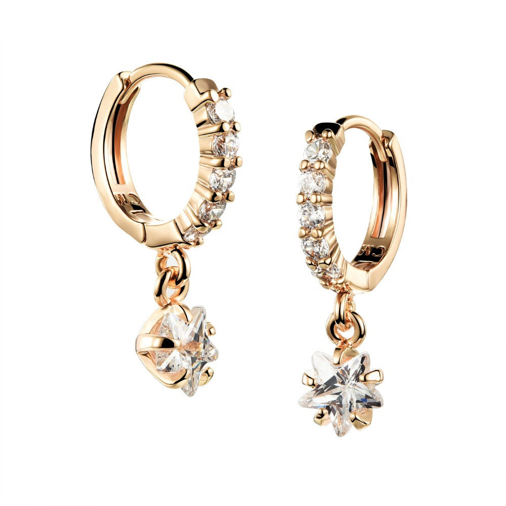 Women Crystal Earring Jewelry 18K Gold Plated Stud Earrings For Women Big Stud Earrings With Stars