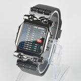 Women Fashion Jewelry Watches Unisex Square Binary Digital Watch Crab 31 Colorful LED Men's Watch