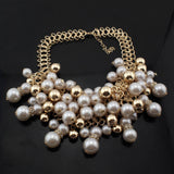 mitation Pearl Jewelry Fashion Collar Chokers Gold Chain Women's Beads Rhinestone Statement Necklace