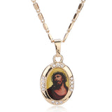 Women Men Cross Jesus Necklace Beads Jewelry Trendy 18K Gold Plated Pendant For Vintage Fine Statement Holiday Accessories