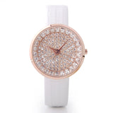 Women Watch Luxury Brand GUOU Genuine Leather Strap Full Crystal Diamond Bling Analog Quartz Ladies Wristwatch Mujer Relojes
