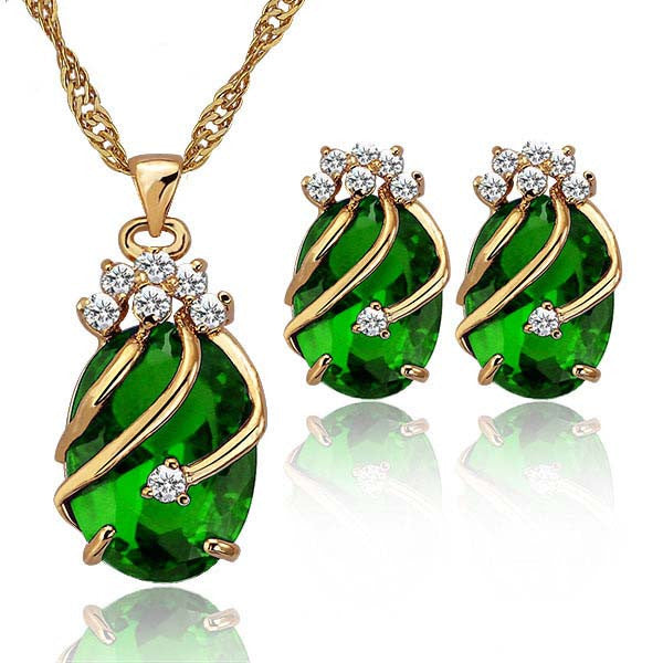 Women's Crystal Jewelry Set BrAND 18K Gold Plated Sets Fashion Party Rhinestone Jewelry Set