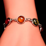 Women/Lady's Vintage Retro Silver Plated Bohemia Colorful amber Gem Round Bracelets & Bangles Jewelry
