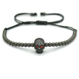 Women Bracelets,Micro Pave 18kt Rose Gold CZ Balls Evil Eye & 4mm Round Beads Braiding Macrame Bracelet For Men and Women