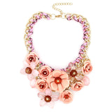 Women Charm Metal Flower Necklace Fashion Gold Chain Multicolor Beads Collar Chokers Maxi Necklaces & Pendant Statement Jewelry