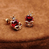 Women Cute 18k Gold Plated 3 Colors CZ Diamond Skull Pierced Stud Party Earrings Jewelry Gift