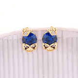 Women Cute 18k Gold Plated 3 Colors CZ Diamond Skull Pierced Stud Party Earrings Jewelry Gift