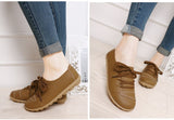 Women Genuine Leather Shoes Woman Hand Made Casual Shoes Fashion Lace up Round Toe Women Flats Soft Mother Shoes