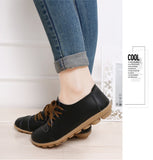 Women Genuine Leather Shoes Woman Hand Made Casual Shoes Fashion Lace up Round Toe Women Flats Soft Mother Shoes