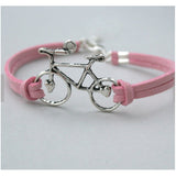 Women Jewelry Vintage Leather Rope Bicycle Charm Bracelets Personalized Handmade Rope Chain Bike Wrap Bracelet Cuff Bangle 