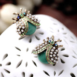 Women Personality Hiphop Style Ear Jewelry Asian Lady Beetle Earrings 
