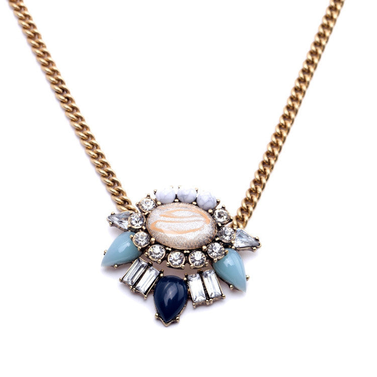 Women Simple Stone Flowers Pendant Necklace Pop Midsummer Designer Jewelry