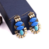Women Vintage Jewelry Pop Blue Resin Pierced Earrings Ear Accessories 