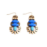 Women Vintage Jewelry Pop Blue Resin Pierced Earrings Ear Accessories 