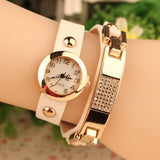 Women Wristwatch New Fashion Luxury Dress Watch Punk Style Golden Geniune Leather Wrap Quartz Watch Women Casual Watch