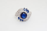 Women's Rings White Gold Plated Fill Inlay Blue Zircon Crystal Jewelry Charms Ring Female Gifts 