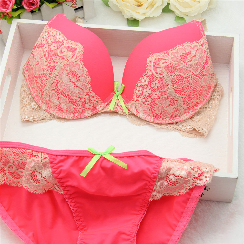 New 2015 Women's Underwear Set, Sexy Lace Bra Sets for women Embroidery 3/4 Cup B Cup Bra Sets Push Up Bra