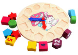 Wooden toy Digital Geometry Clock Children's educational toy building blocks