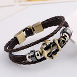 Wristband Charm Jewelry Multilayer Leather Bracelets & Bangles for Men and Women Anchor Bracelet Accessories 