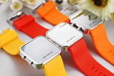 Fashion Mirror LED Watches Unisex Quartz watch Dress Woman and Man Sports watches Analog Steel Case