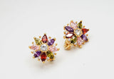 Colorful Flower Earrings for Women Zircon Crystal Hoop Fashion Brand Earrings With Gift