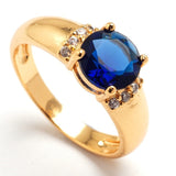 Shiny big Cubic Zirconia Rings For Women synthetic ruby sapphire jewelry yellow gold filled ring 