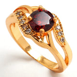 Elegant weeding Rings for women pink Cubic zirconia jewelry yellow gold filled sapphire synthetic ruby ring 