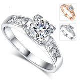 Classical 6mm Prong Setting CZ Wedding Ring Real Rose Gold & White Gold Plated Wholesale For Women