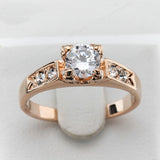 Classical 6mm Prong Setting CZ Wedding Ring Real Rose Gold & White Gold Plated Wholesale For Women